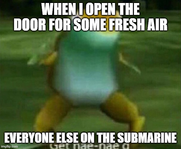 Get nae-nae'd | WHEN I OPEN THE DOOR FOR SOME FRESH AIR; EVERYONE ELSE ON THE SUBMARINE | image tagged in get nae-nae'd | made w/ Imgflip meme maker