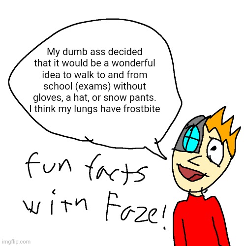 certified northern canada moment | My dumb ass decided that it would be a wonderful idea to walk to and from school (exams) without gloves, a hat, or snow pants. I think my lungs have frostbite | made w/ Imgflip meme maker