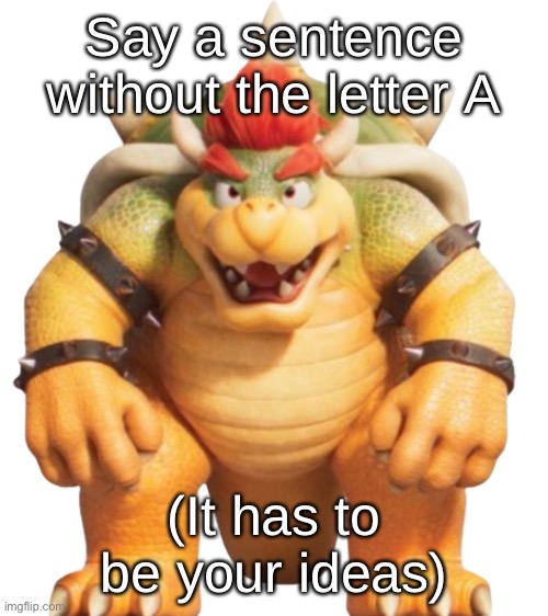 Bowser Model (TSMBM) | Say a sentence without the letter A; (It has to be your ideas) | image tagged in bowser model tsmbm | made w/ Imgflip meme maker