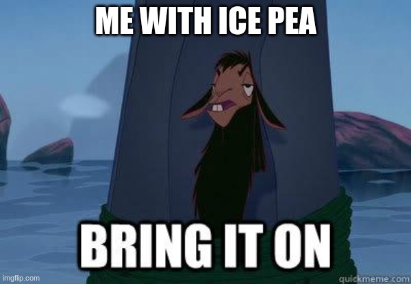 bring it on | ME WITH ICE PEA | image tagged in bring it on | made w/ Imgflip meme maker