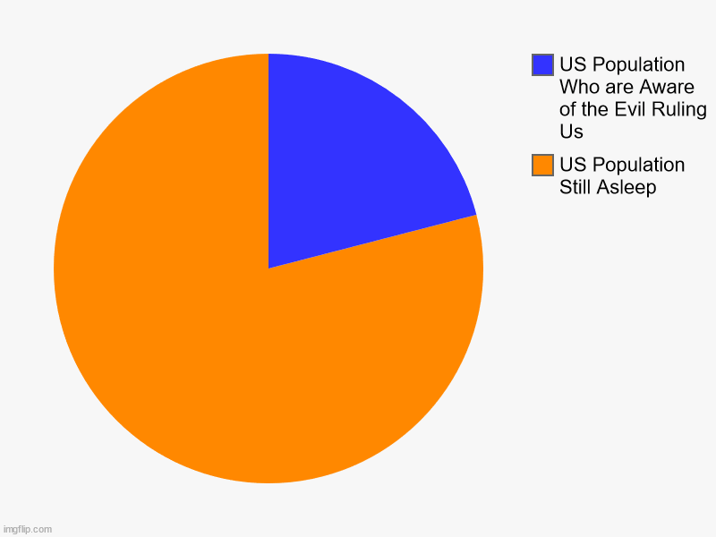 US Population Still Asleep, US Population Who are Aware of the Evil Ruling Us | image tagged in charts,pie charts | made w/ Imgflip chart maker