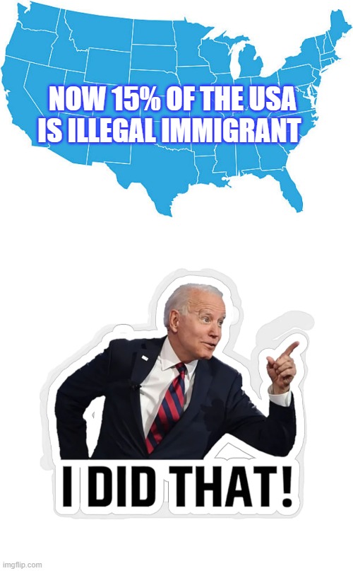 Have You Heard? |  NOW 15% OF THE USA; IS ILLEGAL IMMIGRANT | image tagged in memes,politics,joe biden,illegal immigration,rise my glorious creation,i did it | made w/ Imgflip meme maker