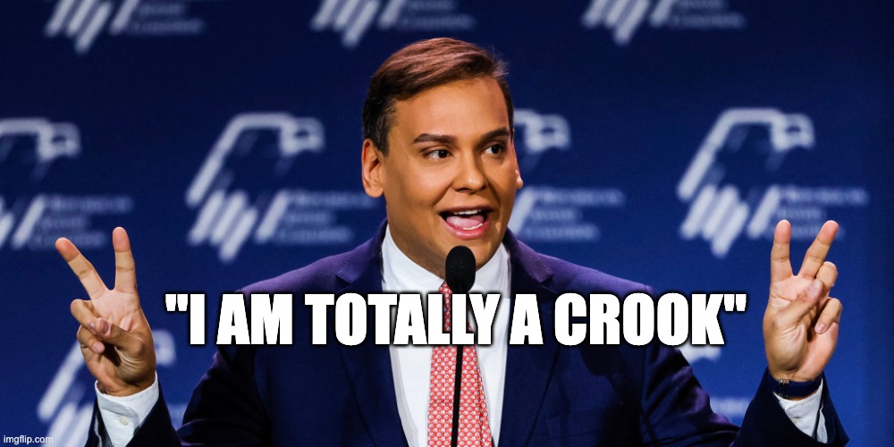 Crook | "I AM TOTALLY A CROOK" | image tagged in george santos,liar,crook,impostor,spy | made w/ Imgflip meme maker