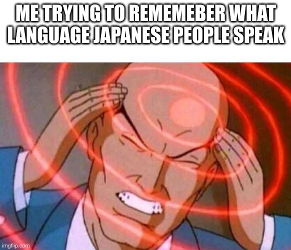 Anime guy brain waves | ME TRYING TO REMEMEBER WHAT LANGUAGE JAPANESE PEOPLE SPEAK | image tagged in anime guy brain waves | made w/ Imgflip meme maker