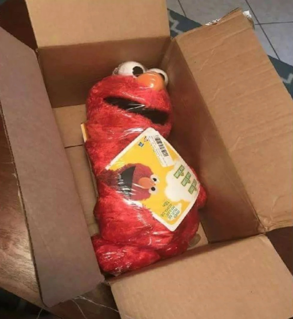 elmo wrapped in a box Blank Meme Template