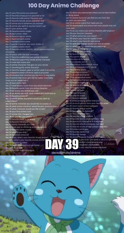 The Music Has a Bit of a Medieval Vibe to It | DAY 39 | image tagged in 100 day anime challenge,happy fairy tail | made w/ Imgflip meme maker