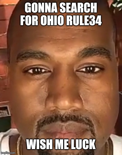 Kanye West Stare | GONNA SEARCH FOR OHIO RULE34; WISH ME LUCK | image tagged in kanye west stare | made w/ Imgflip meme maker