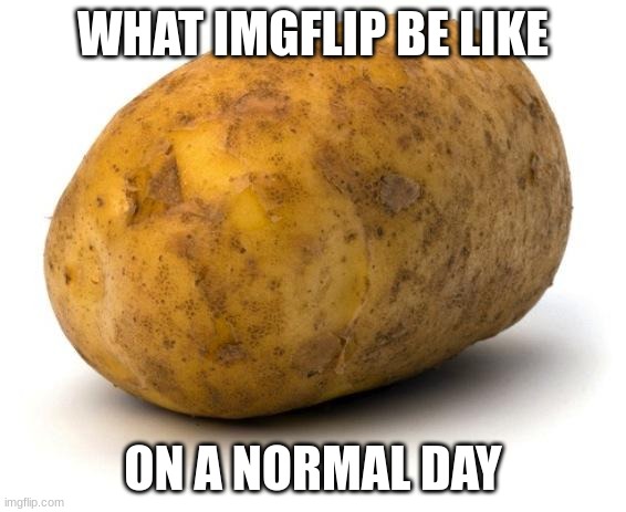 I am a potato | WHAT IMGFLIP BE LIKE; ON A NORMAL DAY | image tagged in i am a potato | made w/ Imgflip meme maker