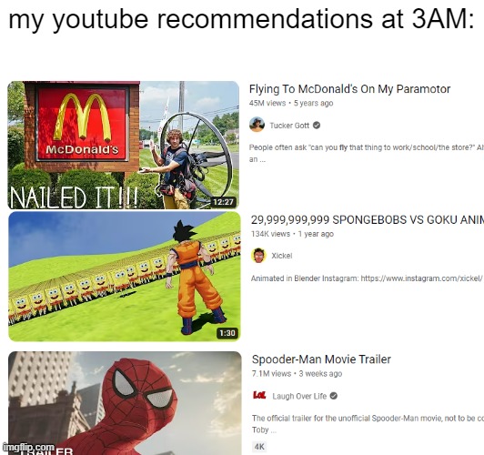 I swear these videos actually exist | my youtube recommendations at 3AM: | image tagged in memes | made w/ Imgflip meme maker