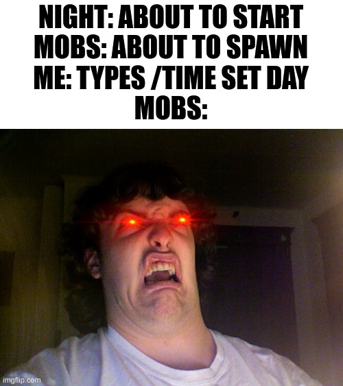 Oh No | NIGHT: ABOUT TO START
MOBS: ABOUT TO SPAWN
ME: TYPES /TIME SET DAY
MOBS: | image tagged in memes,oh no,minecraft,fun | made w/ Imgflip meme maker