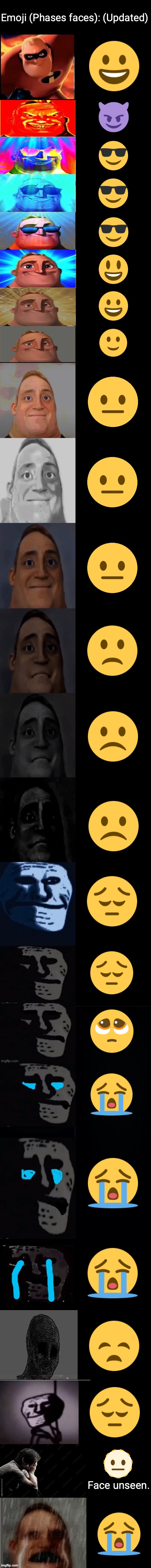 Here's updated emojis of this. | Emoji (Phases faces): (Updated); Face unseen. | image tagged in mr incredible becoming sad 3rd extension,emoji becoming sad,emoji,mr incredible,fun,memes | made w/ Imgflip meme maker