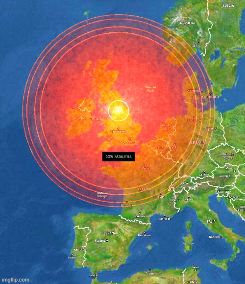 i launched an asteroid into the uk and this is how big the fireball is | made w/ Imgflip meme maker