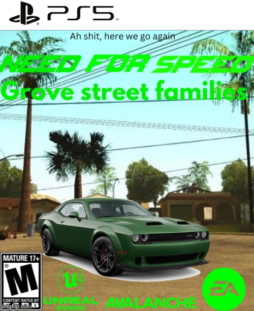 Carl johnson and sweet johnson are going street racing in this fan made cover art | image tagged in need for speed,gta san andreas | made w/ Imgflip meme maker