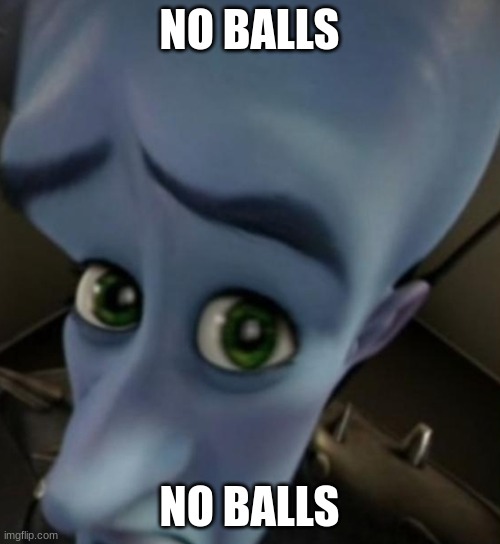Megamind no bitches | NO BALLS NO BALLS | image tagged in megamind no bitches | made w/ Imgflip meme maker