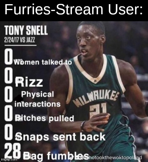 Furries-Stream User: | image tagged in 28 bag fumbles | made w/ Imgflip meme maker