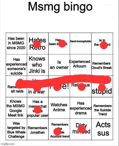 Here's a better bingo for us | image tagged in msmg bingo | made w/ Imgflip meme maker