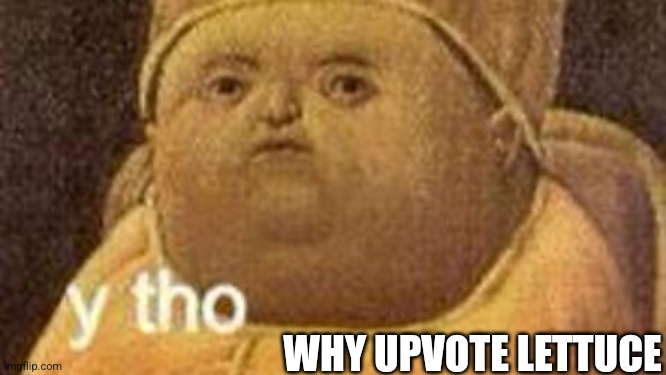 why tho | WHY UPVOTE LETTUCE | image tagged in why tho | made w/ Imgflip meme maker