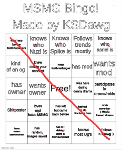 MSMG Bingo! | image tagged in msmg bingo | made w/ Imgflip meme maker