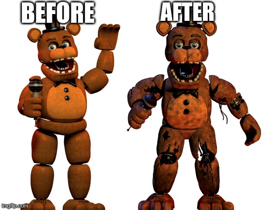 Withered Freddy over Ruined Freddy [Five Nights at Freddy's