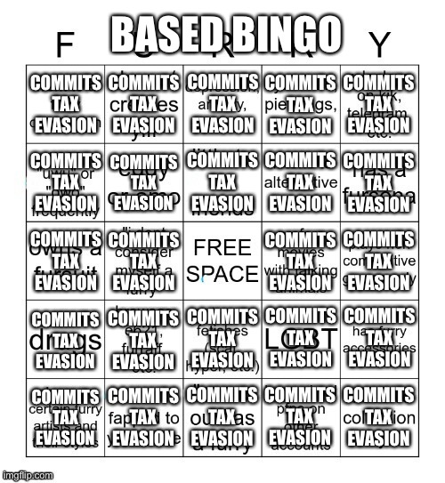 Based Bingo (by aCollectionOfCellsThatMakesMemes) Blank Meme Template