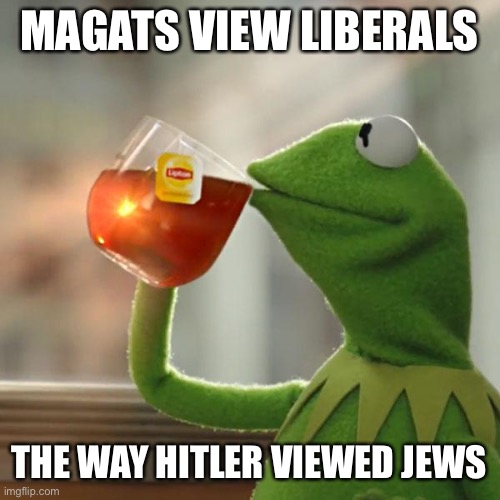 But That's None Of My Business Meme | MAGATS VIEW LIBERALS; THE WAY HITLER VIEWED JEWS | image tagged in memes,but that's none of my business,kermit the frog | made w/ Imgflip meme maker