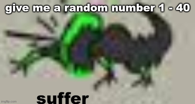 suffer | give me a random number 1 - 40 | image tagged in suffer | made w/ Imgflip meme maker