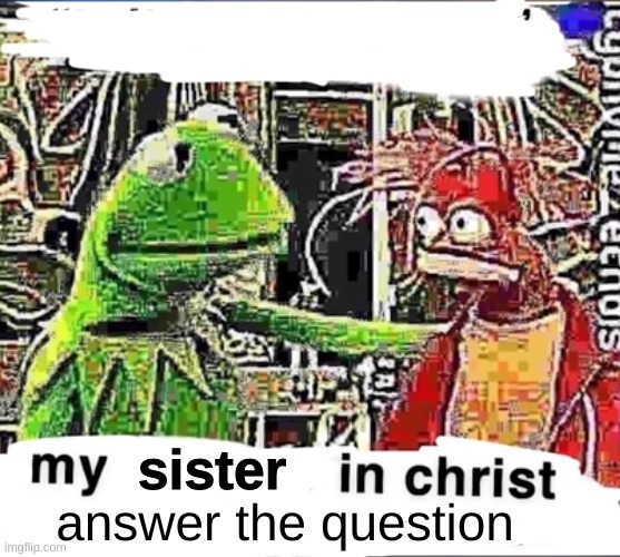 My brother in Christ | sister answer the question | image tagged in my brother in christ | made w/ Imgflip meme maker