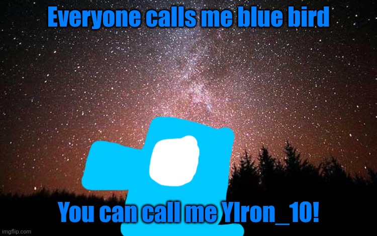 Night Sky | Everyone calls me blue bird You can call me Ylron_10! | image tagged in night sky | made w/ Imgflip meme maker