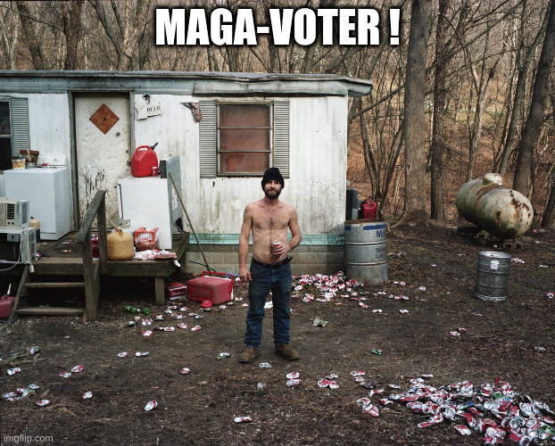 MAGA-TRASH |  MAGA-VOTER ! | image tagged in trailer trash,maga | made w/ Imgflip meme maker
