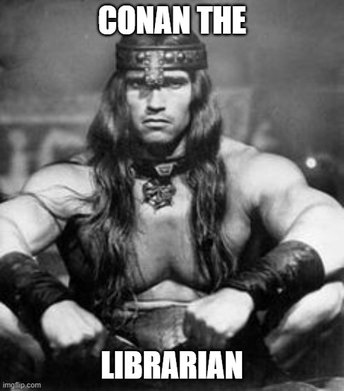 Conan the Barbarian |  CONAN THE; LIBRARIAN | image tagged in conan the barbarian | made w/ Imgflip meme maker