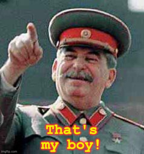 Stalin says | That's my boy! | image tagged in stalin says | made w/ Imgflip meme maker