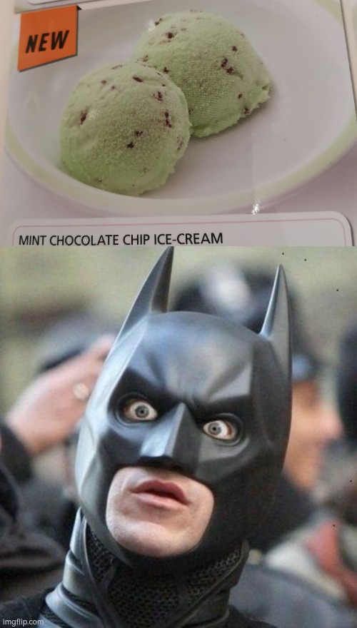 MINT!?!? | image tagged in shocked batman,ice cream,idk,batman,oh hell no | made w/ Imgflip meme maker