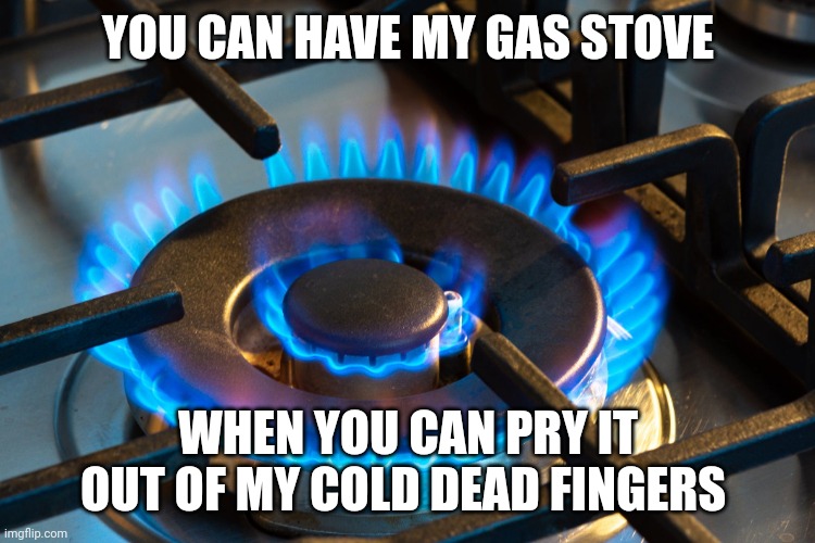 Gas stove | YOU CAN HAVE MY GAS STOVE; WHEN YOU CAN PRY IT OUT OF MY COLD DEAD FINGERS | image tagged in gas stove | made w/ Imgflip meme maker