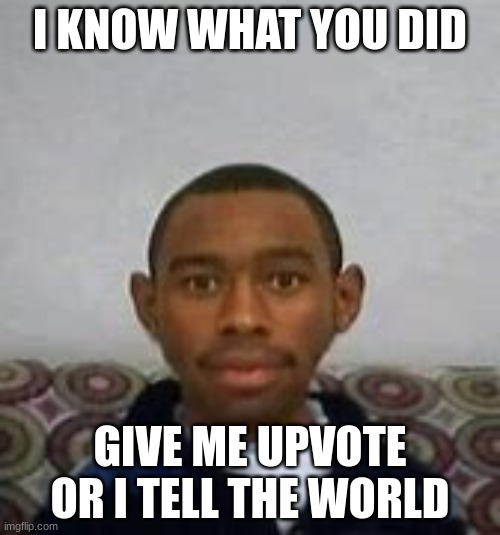 do it | I KNOW WHAT YOU DID; GIVE ME UPVOTE OR I TELL THE WORLD | image tagged in staring | made w/ Imgflip meme maker