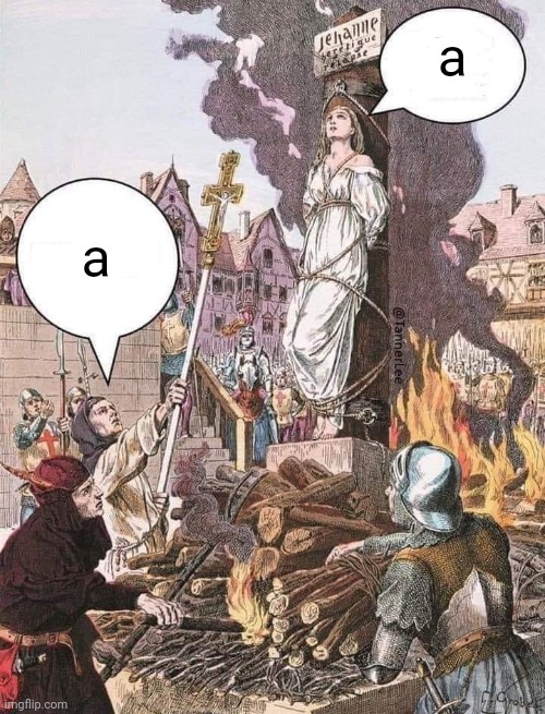Burn The Witch | a a | image tagged in burn the witch | made w/ Imgflip meme maker