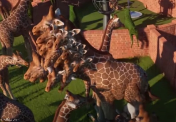 THE GIRAFFE HYDRA HAS AWAKENED | image tagged in planet zoo,lets game it out,cursed image | made w/ Imgflip meme maker