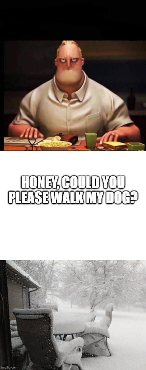 The Wife | HONEY, COULD YOU PLEASE WALK MY DOG? | image tagged in honey could you | made w/ Imgflip meme maker