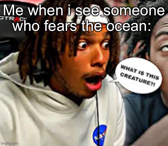 WHAT IS THIS CREATURE?! | Me when i see someone who fears the ocean: | image tagged in what is this creature | made w/ Imgflip meme maker