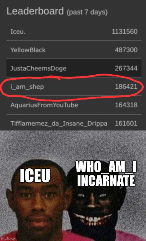 I don't give a f*ck if you don't care about who_am_i's return | WHO_AM_I INCARNATE; ICEU | image tagged in man with demon behind him | made w/ Imgflip meme maker