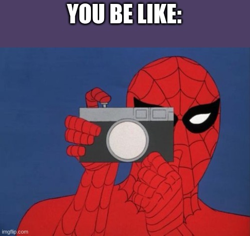 Spiderman Camera Meme | YOU BE LIKE: | image tagged in memes,spiderman camera,spiderman | made w/ Imgflip meme maker