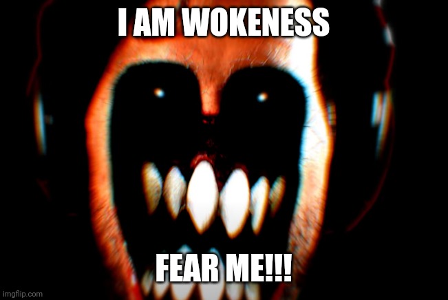 scarey makipoo face | I AM WOKENESS FEAR ME!!! | image tagged in scarey makipoo face | made w/ Imgflip meme maker
