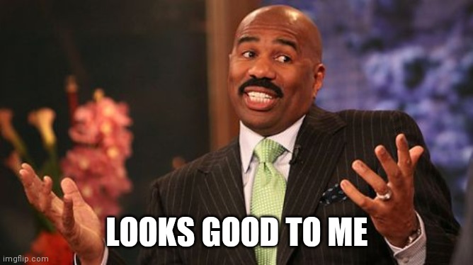 Steve Harvey Meme | LOOKS GOOD TO ME | image tagged in memes,steve harvey | made w/ Imgflip meme maker