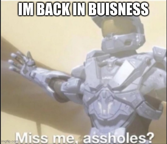 Im back from a break | IM BACK IN BUISNESS | image tagged in miss me ass holes | made w/ Imgflip meme maker