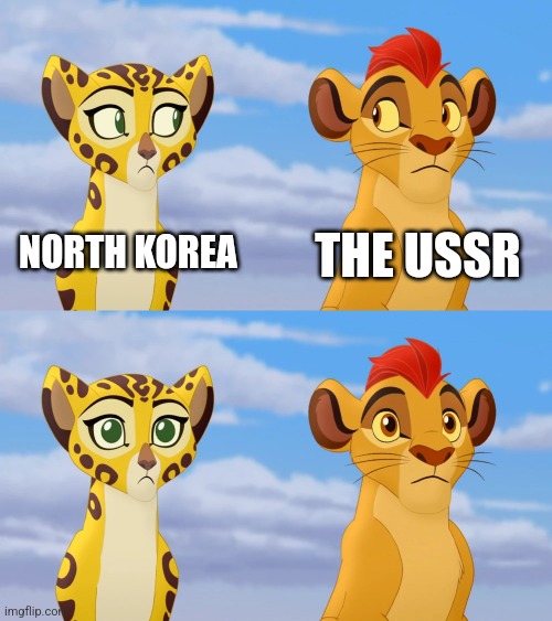 Kion and Fuli Side-eye | NORTH KOREA THE USSR | image tagged in kion and fuli side-eye | made w/ Imgflip meme maker