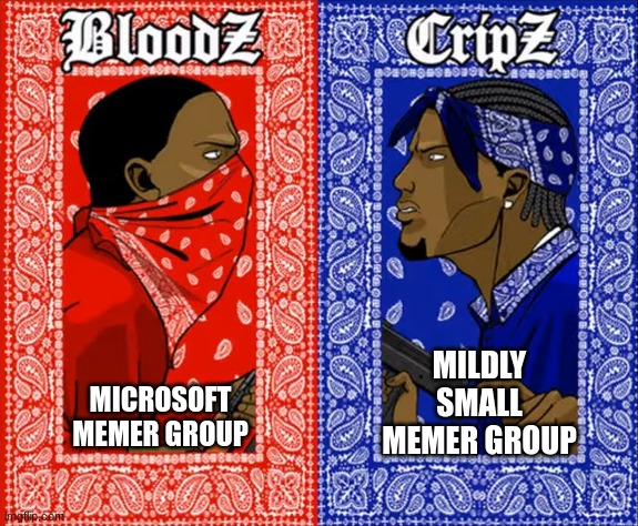 which side are you on | MILDLY SMALL MEMER GROUP; MICROSOFT MEMER GROUP | image tagged in which side are you on | made w/ Imgflip meme maker