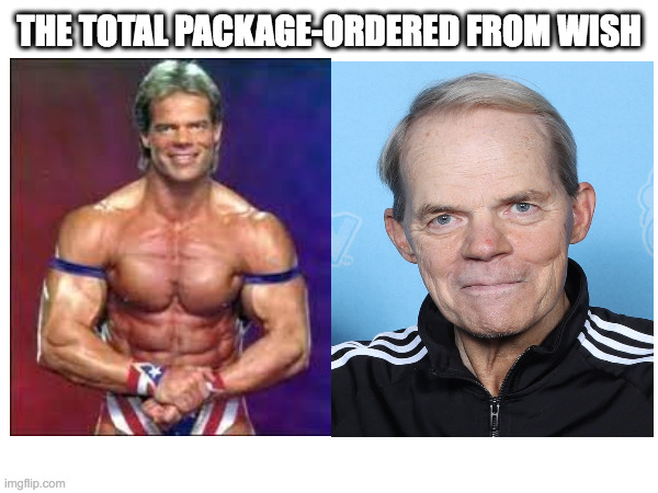 Lex Luger | THE TOTAL PACKAGE-ORDERED FROM WISH | image tagged in wrestling,wcw,wwe | made w/ Imgflip meme maker