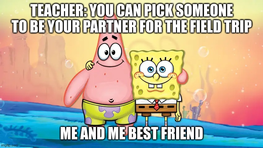 TEACHER: YOU CAN PICK SOMEONE TO BE YOUR PARTNER FOR THE FIELD TRIP; ME AND ME BEST FRIEND | made w/ Imgflip meme maker