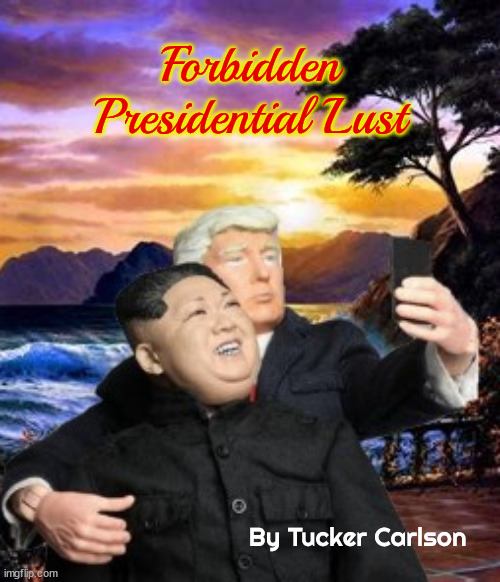 Trump's Romance Novel | Forbidden Presidential Lust; By Tucker Carlson | image tagged in donald trump,kim jong un,tucker carlson,romance novel,gay love affair | made w/ Imgflip meme maker