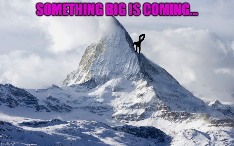 no, i dont think i will | SOMETHING BIG IS COMING... | image tagged in mountain peak snow | made w/ Imgflip meme maker