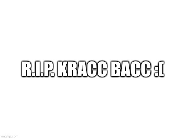 His YouTube was terminated :( | R.I.P. KRACC BACC :( | image tagged in rip,memes | made w/ Imgflip meme maker